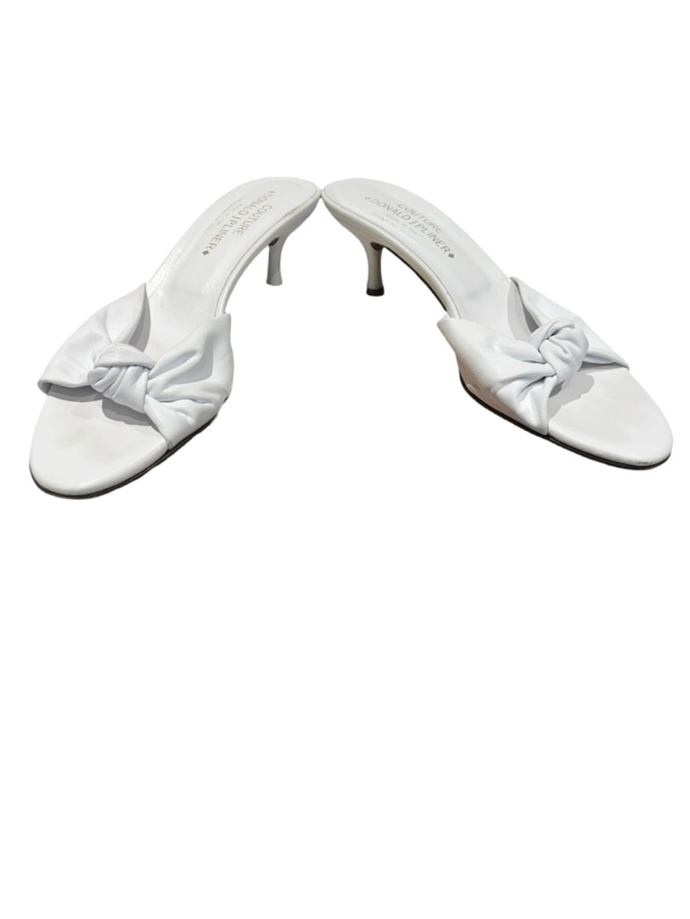 Donald J. Pliner Couture White Leather Knot Heel Slides Size 9.5